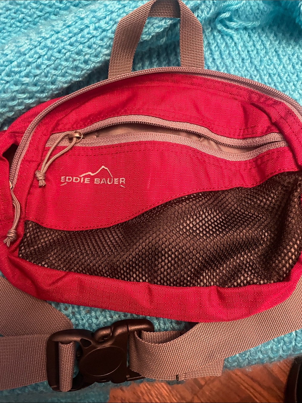 Eddie Bauer Red and Brown Crossbody Waist Bag